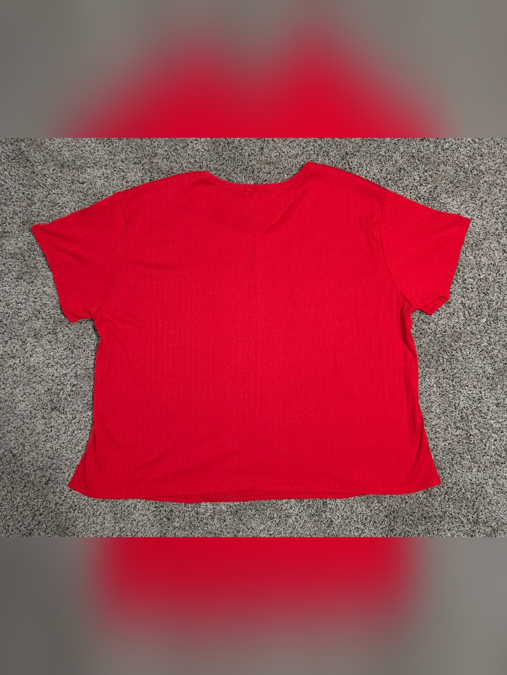 ANDREE BY UNIT Bright Red Ribbed Short Sleeve Pocket Tee 2X - Picture 3 of 6